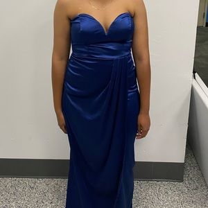 Navy blue Satin Strapless Dress